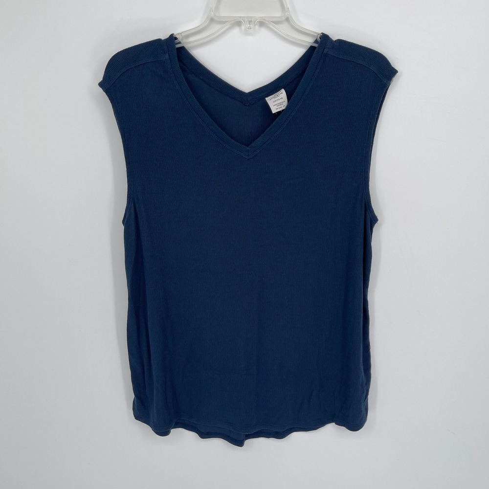 Athletic Works Girl's Blue Ribbed V-Neck Sleeveless Muscle Tank Top Size L 12-14